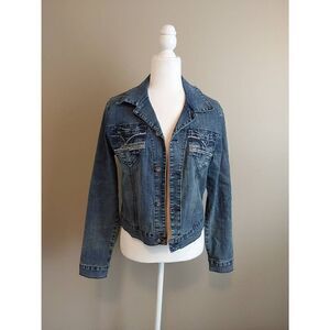 Revolt Jeans Co Denim Jacket Sz L Embellished